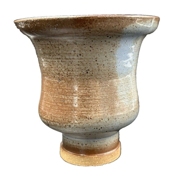 Blue Gray and Brown Pottery Vase signed SRS on Bottom 6 inches tall - Picture 4 of 7